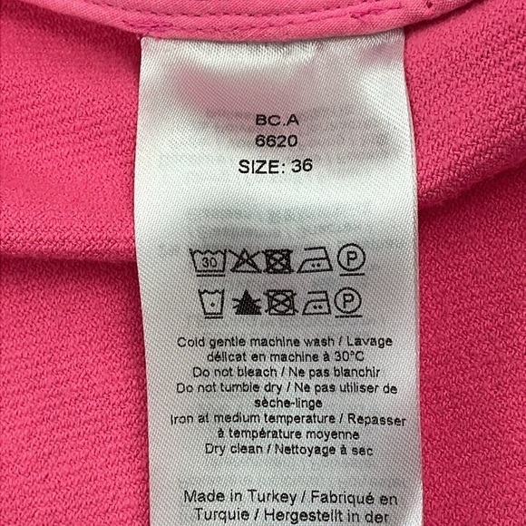 New Ganni Stretch Suiting V Neck Mini Dress Bright Bubblegum Pink Barbie Sz 36 - Picture 11 of 16